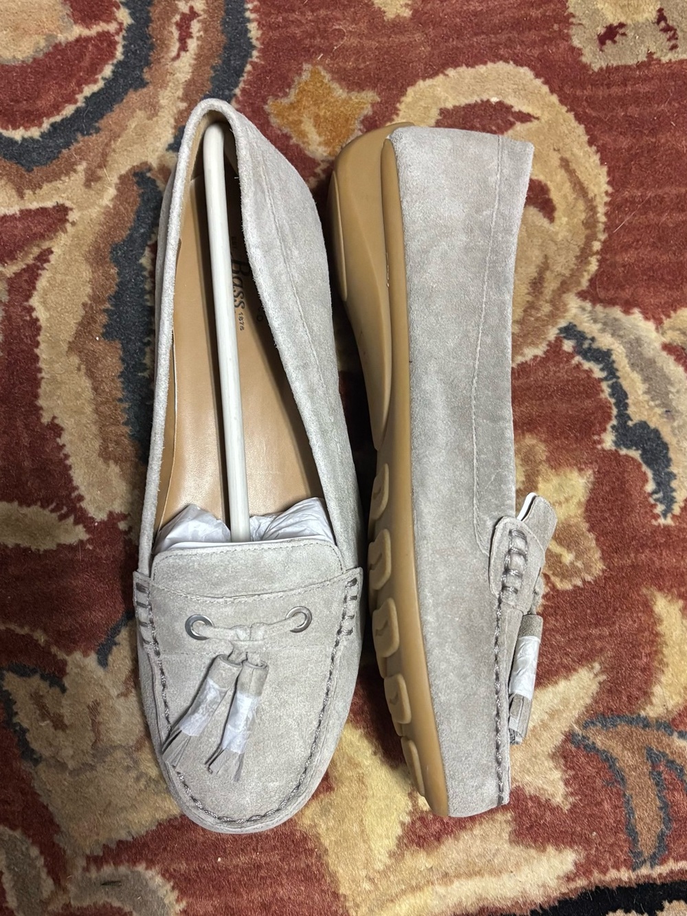 Bass Women's Suede Tassel Moccasins in Taupe